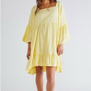Free People Beach Yellow El Mar Mini Boho Summer Dress Size S